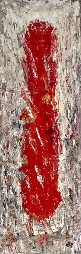 Rot, weiß, grau antik-anmutend wird abstrakt / SOLO Ausstellung "Berlin Goes Abstract" PICE Gallery by Ben Plaumann, Painting for Sale on Select