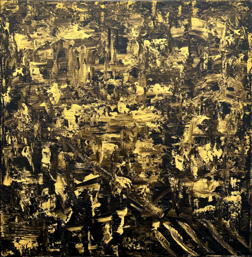 Yang no. 1 in schwarzem Gold / Hotel Atrium "JW Marriott Marquis" Miami 2026 by Ben Plaumann, Painting for Sale on Select