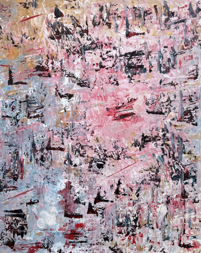 Rosé blau gold modern antik anmutend wird abstrakt / Teil der "INC art" Kunstmesse Bodensee by GAUDÌ Art Galerie by Ben Plaumann, Painting for Sale on Select