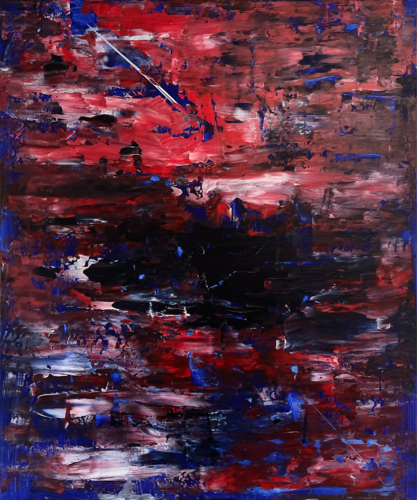Blau, rot und schwarz wird abstrakt / Auf Singulart von Galerie kuratiert by Ben Plaumann, Painting for Sale on Select