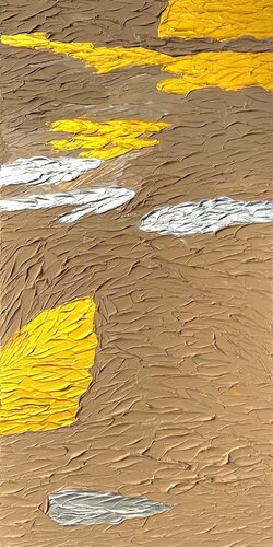Gold silberne Wellen am Deich / Für die Singulart Sammlung "Emotionale Abstraktion" kuratiert by Ben Plaumann, Painting for Sale on Select