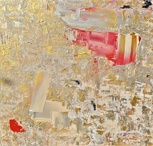 Yin no. 10 in gold und rot modern antik-anmutend von Ben Plaumann, Malerei kaufen auf Select