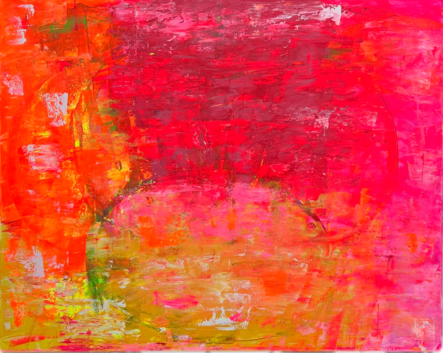 Pink, rosa, orange Pastell wird abstrakt / SOLO Ausstellung / Singulart Galerie kuratiert Ben Plaumann Original painting for sale