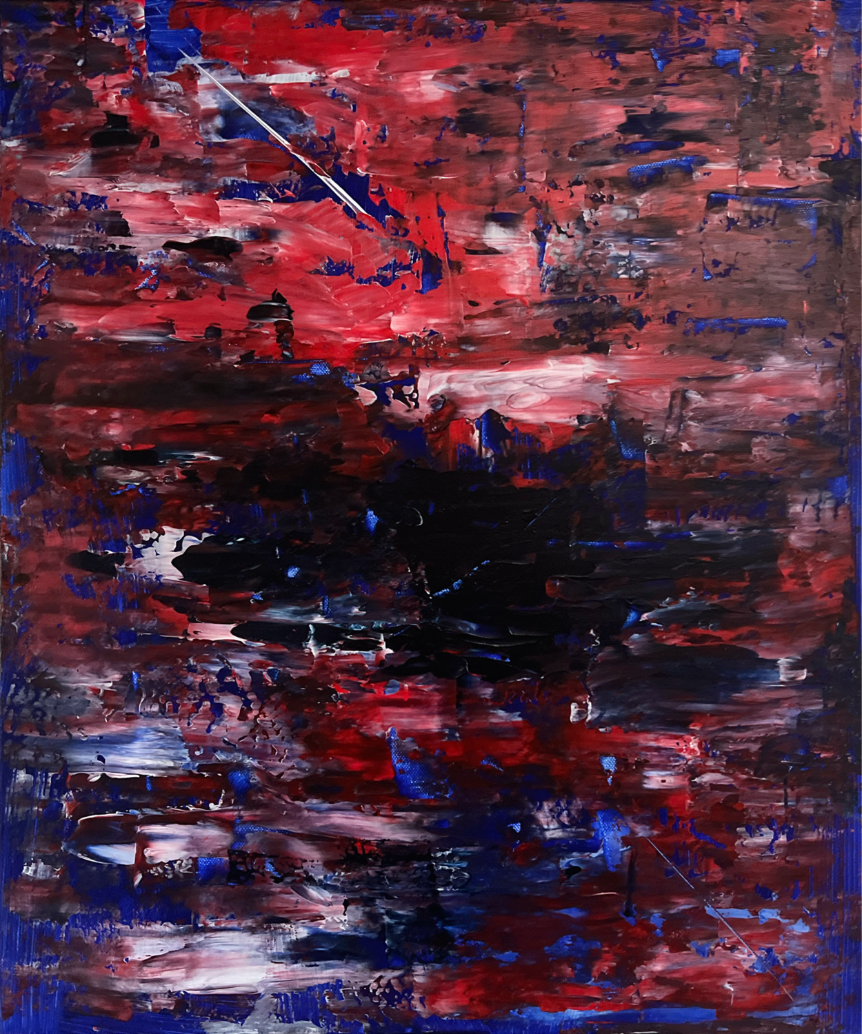Blau, rot und schwarz wird abstrakt / Auf Singulart von Galerie kuratiert Ben Plaumann Original painting for sale