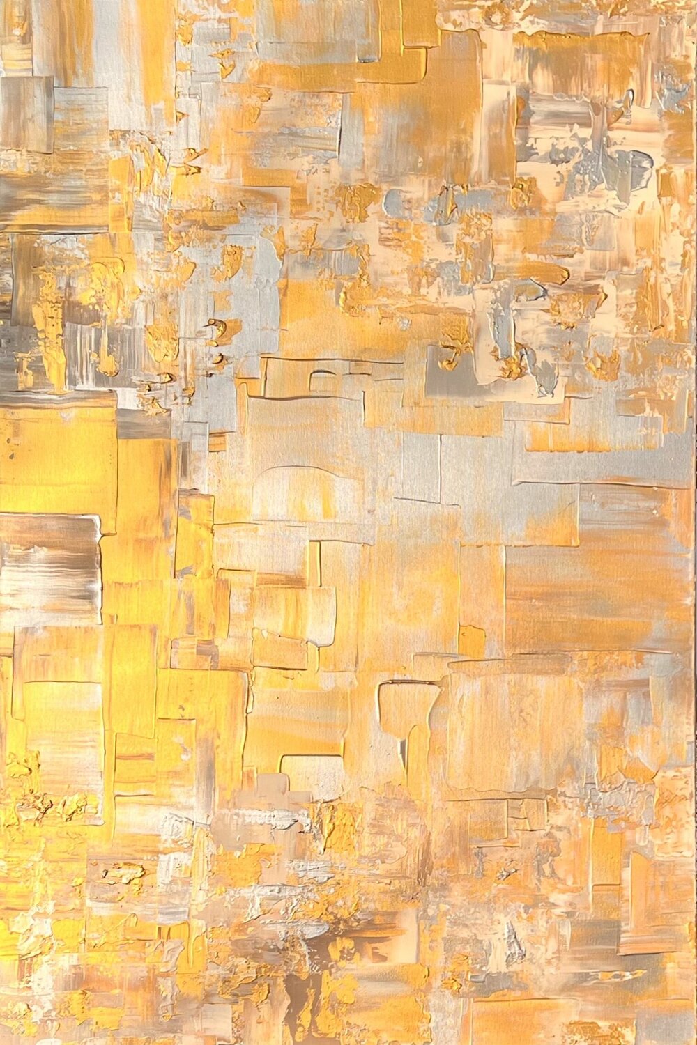 Yin no. 7 in gold und silber antik-anmutend / Singulart Galerie kuratiert Ben Plaumann Original painting for sale