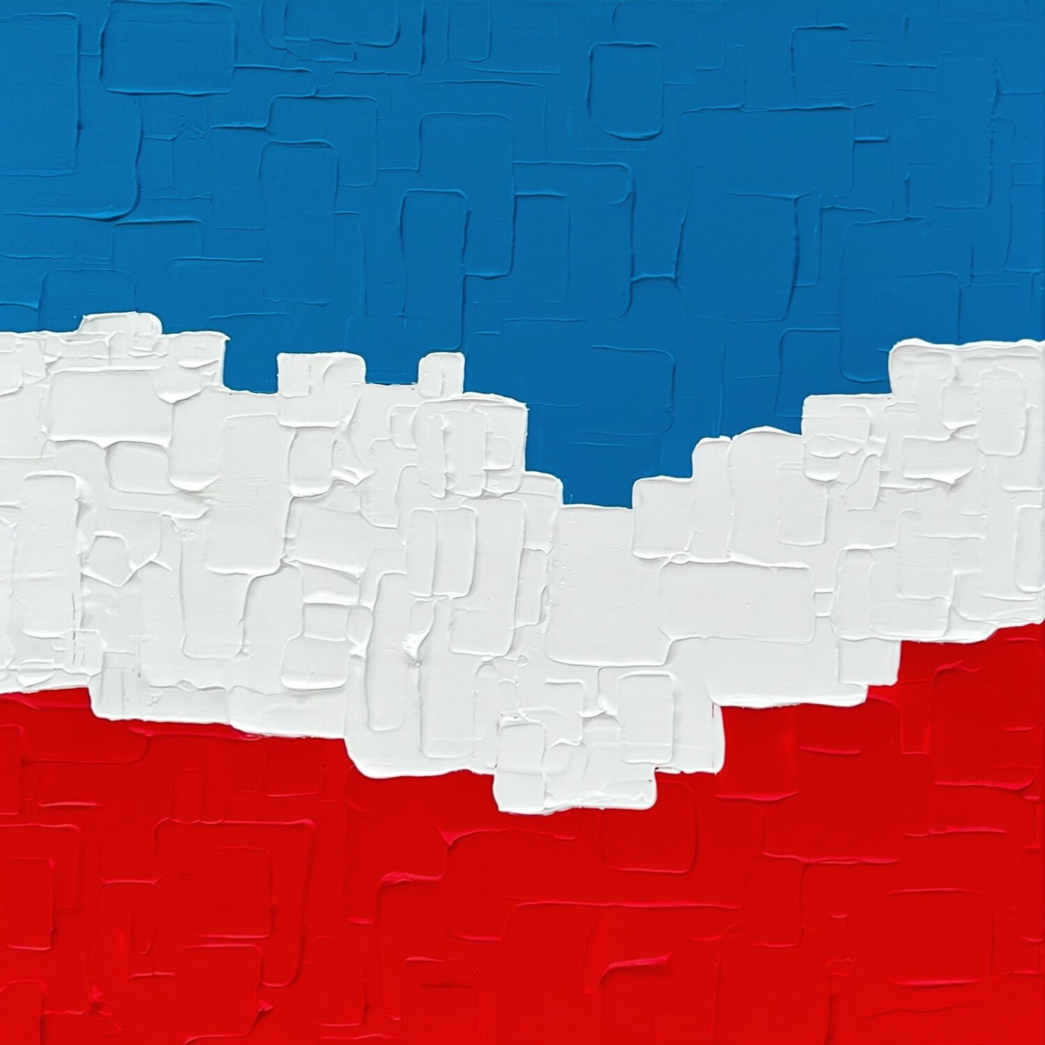 Schleswig-Holstein Flagge abstrakt / Singulart Galerie kuratiert Ben Plaumann Original painting for sale