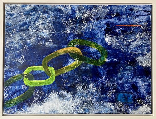 Verbunden - blue by Annette Gesine Rathjen, Painting for Sale on Select