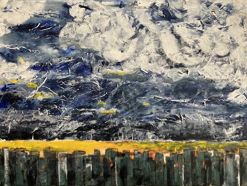 Abendstimmung - gibt’s ein Gewitter? by Annette Gesine Rathjen, Painting for Sale on Select