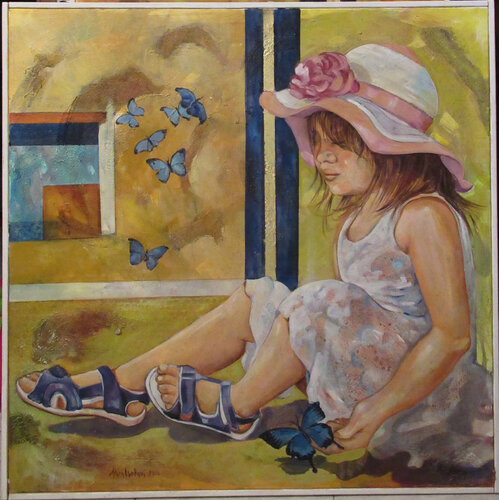 Bimba con farfalle by Mara Isolani, Painting for Sale on Select