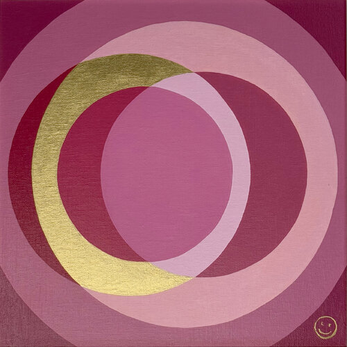 Circles of Joy - Harmony of Roses and Gold by Laura Rota, Painting for Sale on Select