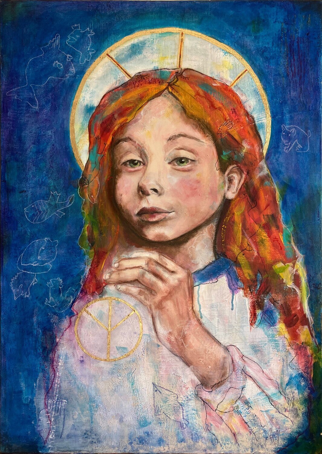 J'VEUX DE LA PAIX ! Marlène REGAZZONI Original painting for sale