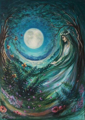 Chanson de la forêt. Mavka by Olena Noizet, Painting for Sale on Select