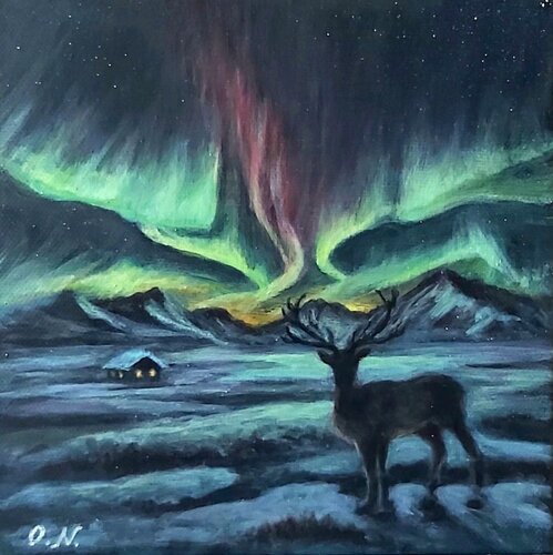 Aurore polaire by Olena Noizet, Painting for Sale on Select
