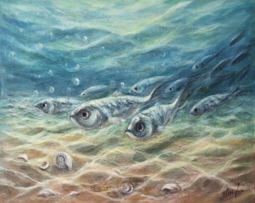 La patrouille maritime by Olena Noizet, Painting for Sale on Select