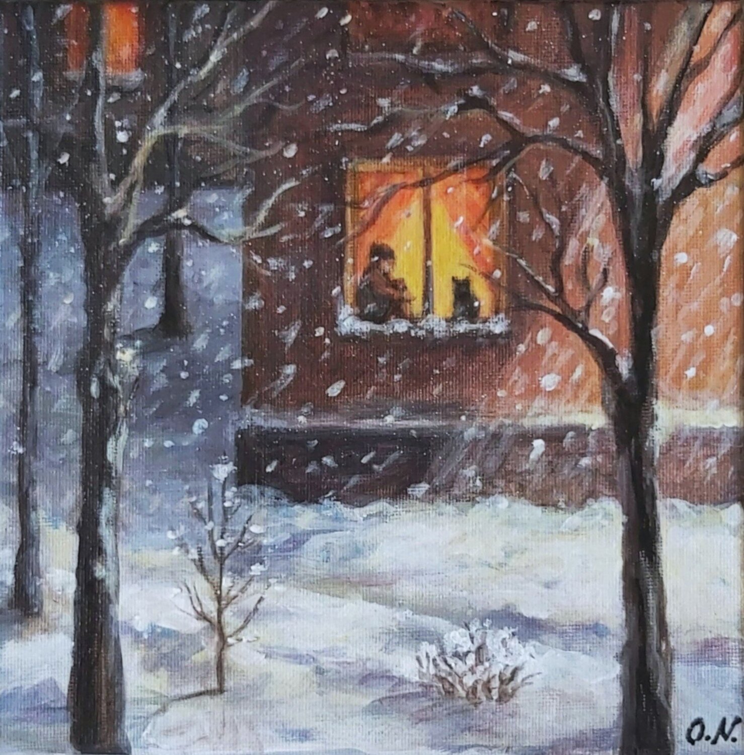 Soirée d'hiver Olena Noizet Original painting for sale