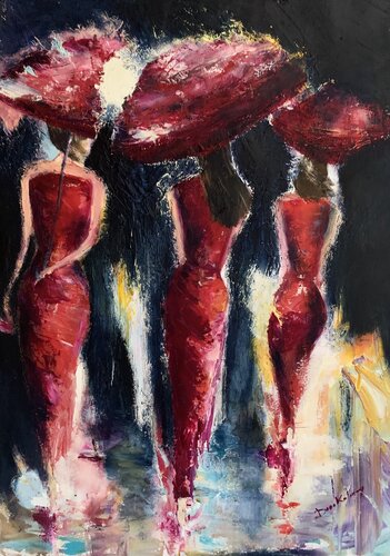 A piedi nudi sotto la pioggia by Dora Kalinova, Painting for Sale on Select