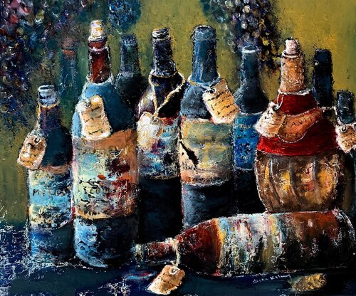 Wine Elegance by Dora Kalinova, Painting for Sale on Select