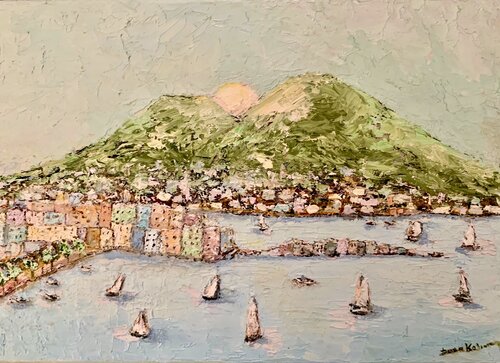 Vesuvius in the Glow of Dawn by Dora Kalinova, Painting for Sale on Select