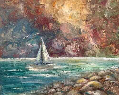 Silent waves by Dora Kalinova, Painting for Sale on Select