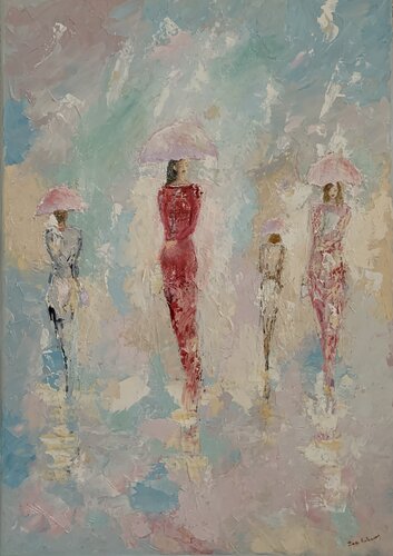 Donne sotto la pioggia by Dora Kalinova, Painting for Sale on Select