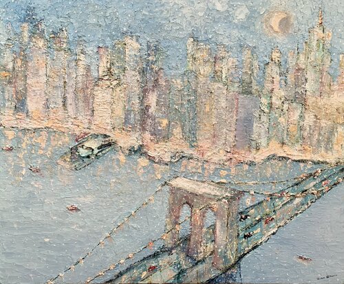 Nevicata sul ponte di Brooklyn by Dora Kalinova, Painting for Sale on Select