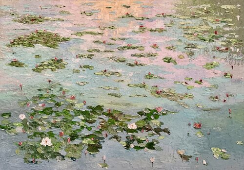 Water lilies dream pond by Dora Kalinova, Painting for Sale on Select