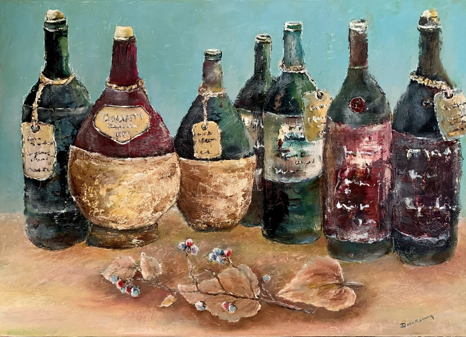 Vintage Italian Wines Dora Kalinova Original painting for sale
