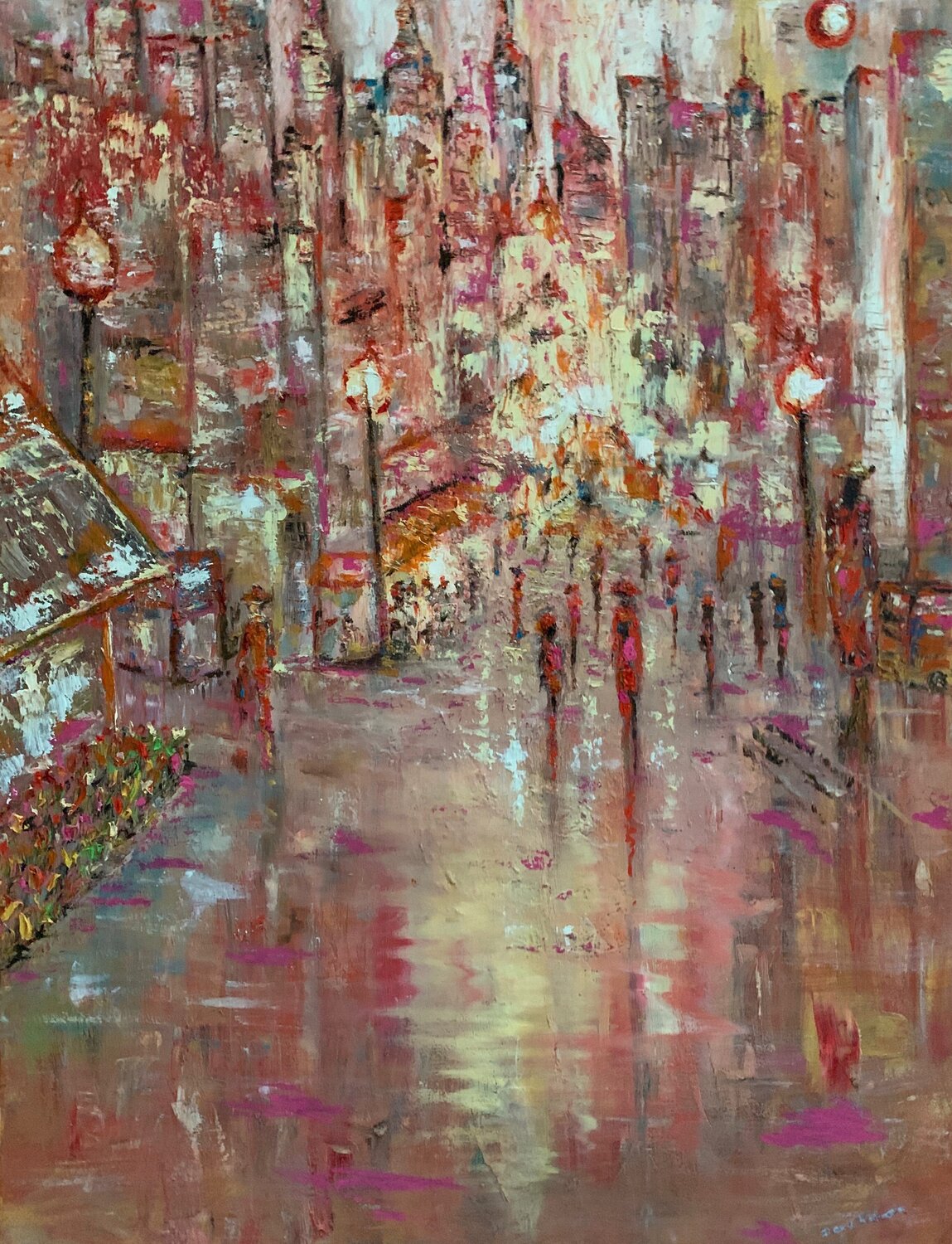 City’s Eternal Glow Dora Kalinova Originalgemälde zu verkaufen