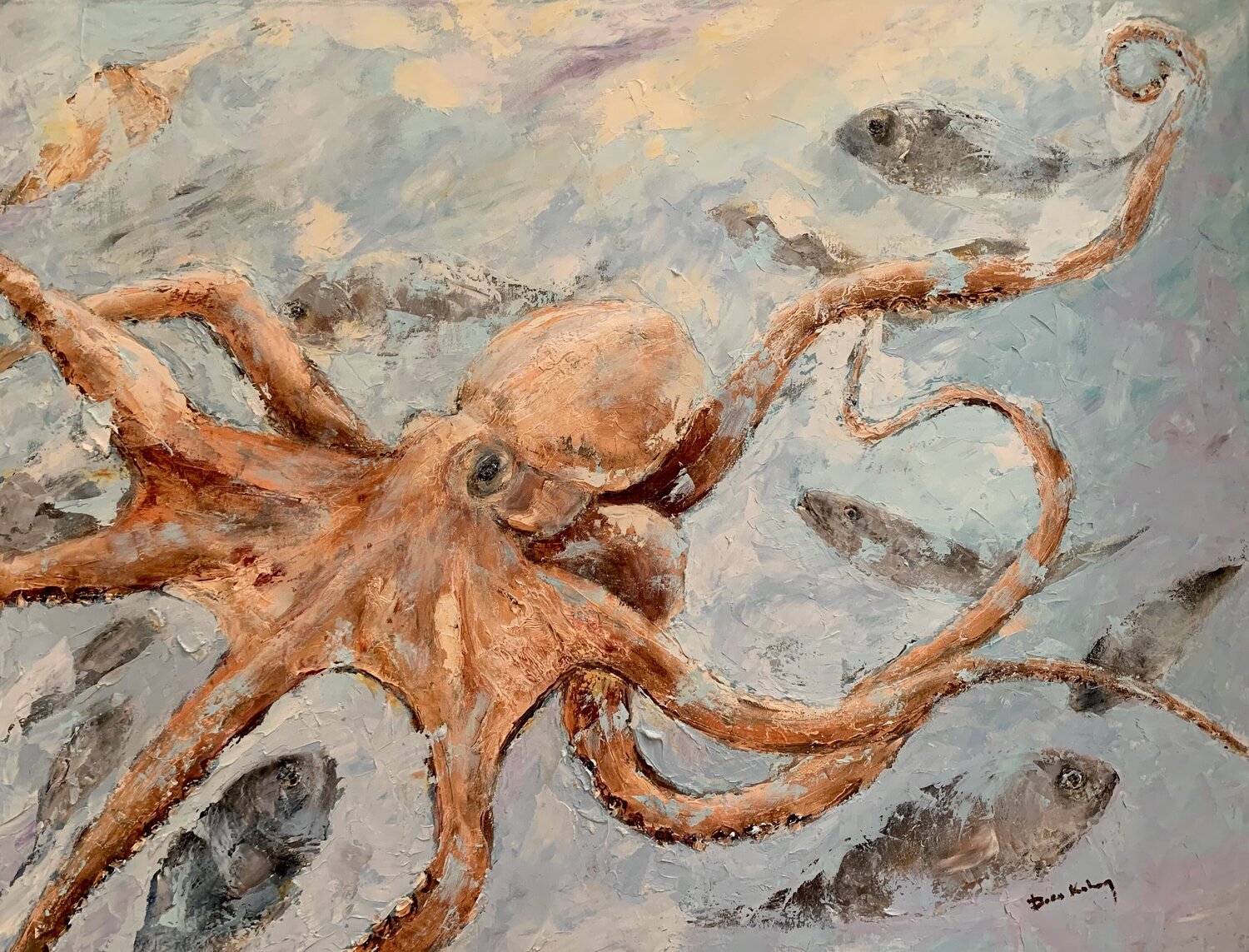 Sea grace in motion Dora Kalinova Original painting for sale