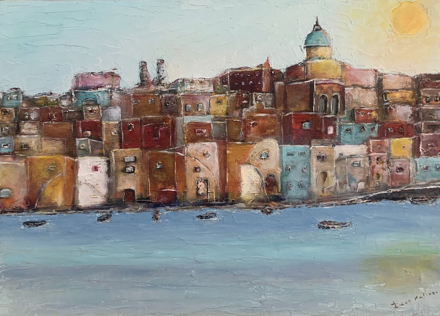 Historic Procida Coastal Beauty Dora Kalinova Original painting for sale