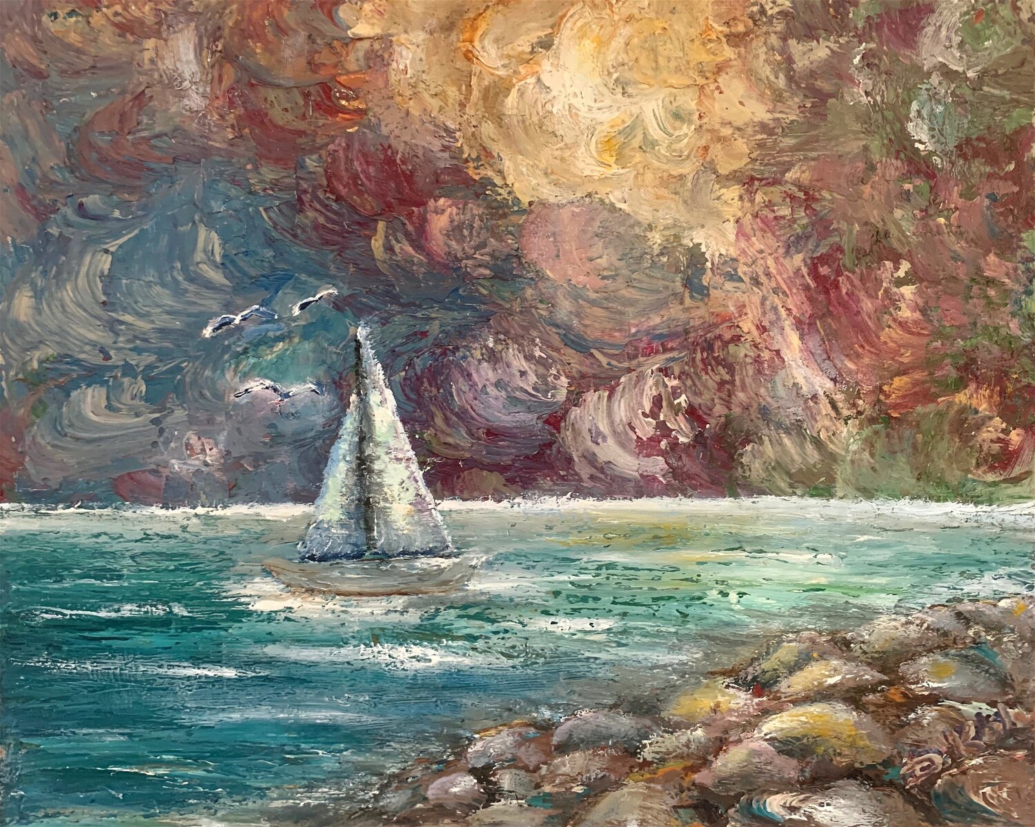 Silent waves Dora Kalinova Original painting for sale