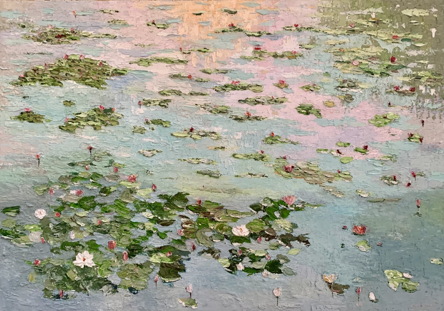 Water lilies dream pond Dora Kalinova Original painting for sale