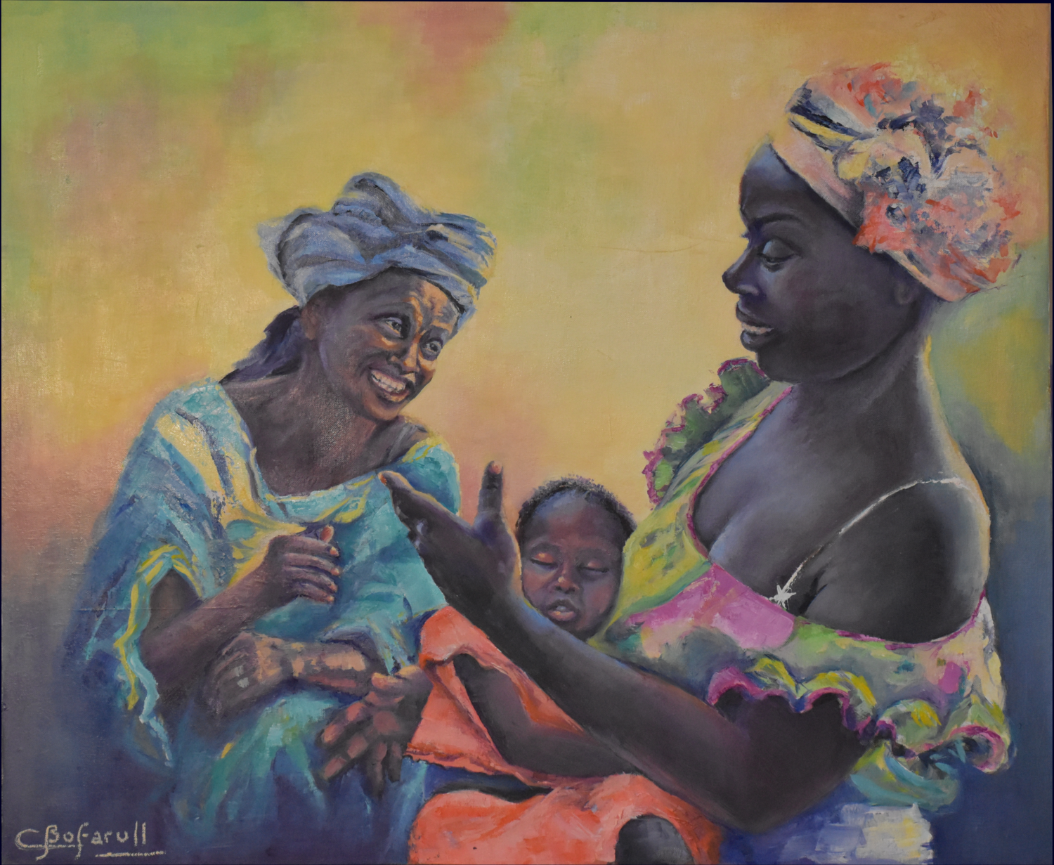 MUJERES CONVERSANDO Carmen Bofarull Bruno Original painting for sale