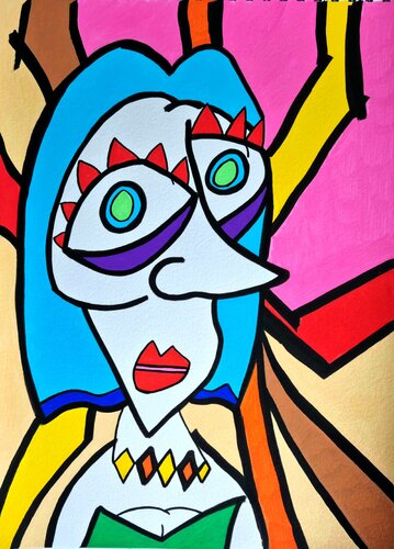My Blue-Haired Queen by Mahrk Gotié, Painting for Sale on Select
