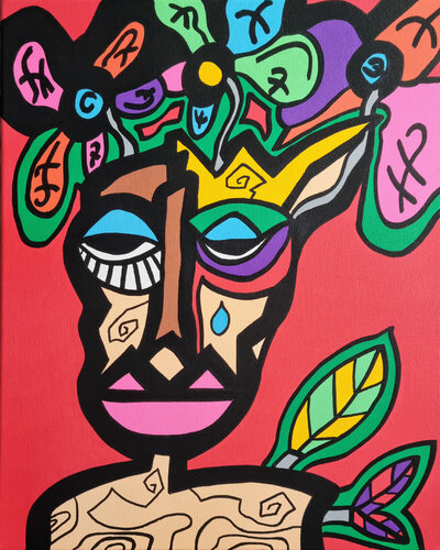 Man with Flowers 2 by Mahrk Gotié, Painting for Sale on Select