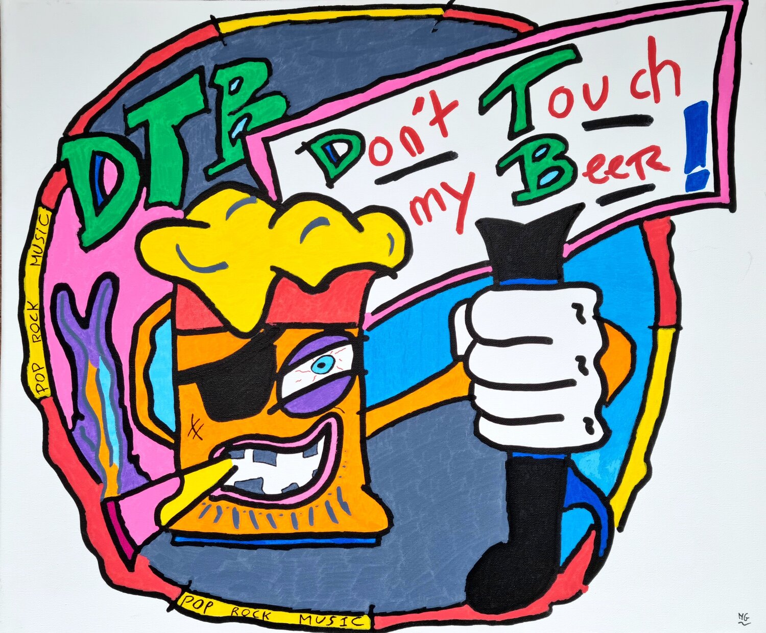 Don't Touch my Beer Mahrk Gotié Original painting for sale
