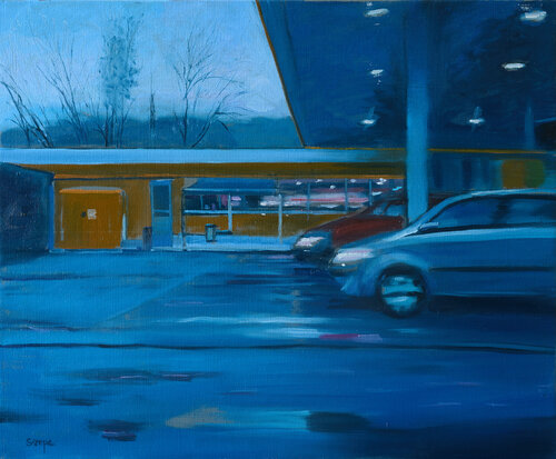 Station de nuit by Rémy Sirope, Painting for Sale on Select