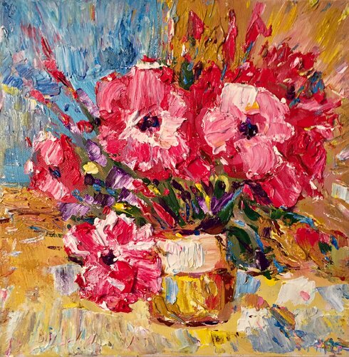Red flowers by Altin Furxhi, Painting for Sale on Select