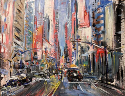 Dynamics of a waking up City ( 2nd Ave & E 57th , NYC) by Altin Furxhi, Painting for Sale on Select