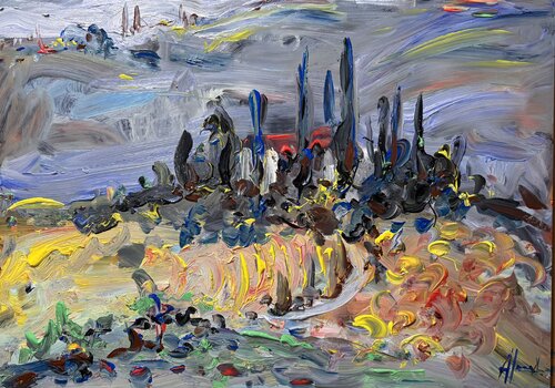 Landscape in Tuscany by Altin Furxhi, Painting for Sale on Select