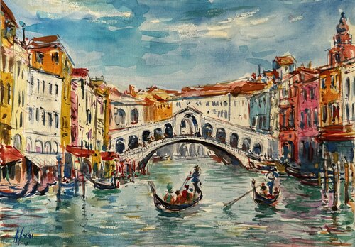 Ponte Rialto, Venezia by Altin Furxhi, Painting for Sale on Select