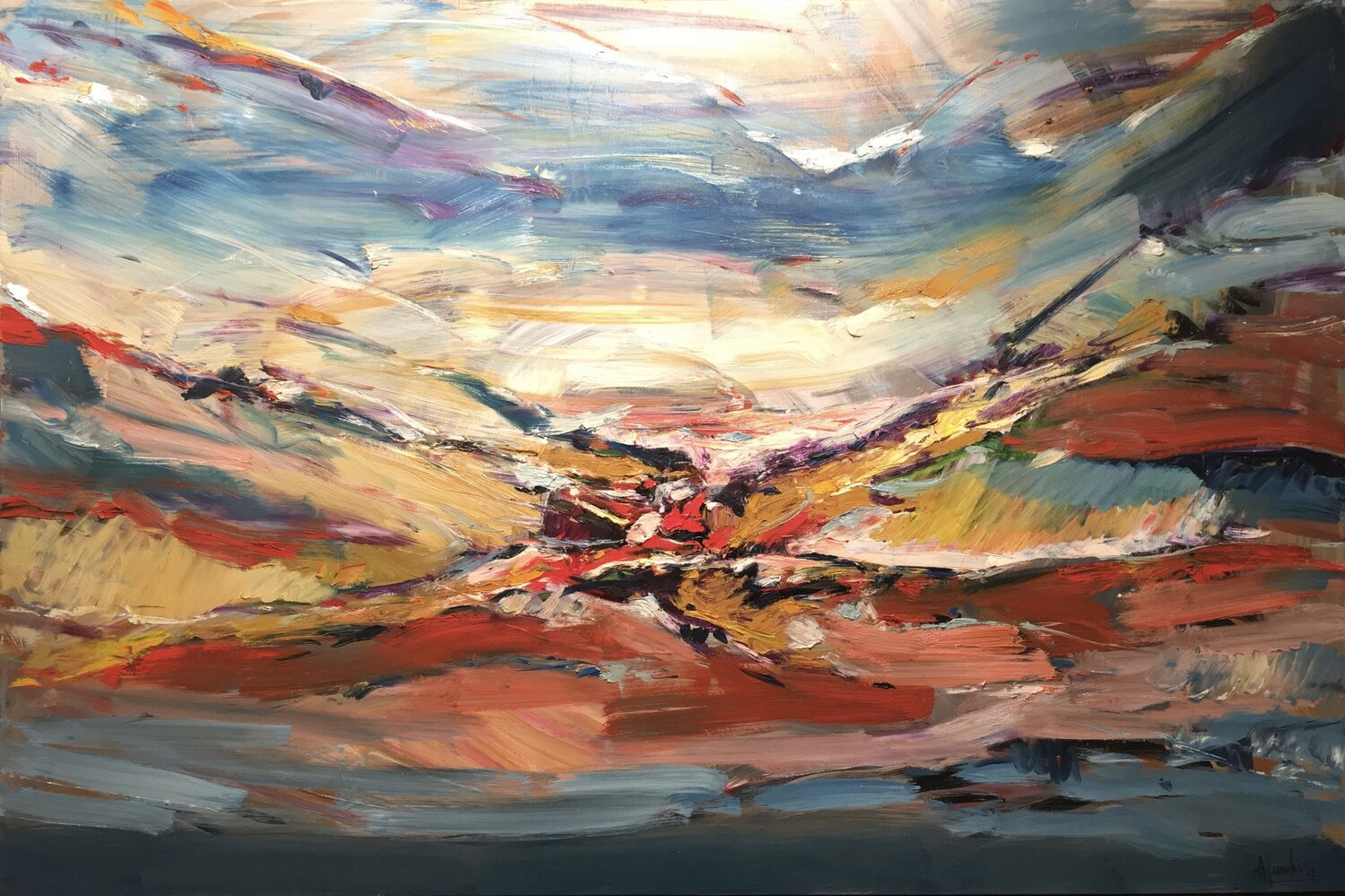 Abstract Voyage, 150 x 100 oil painting Altin Furxhi Original painting for sale