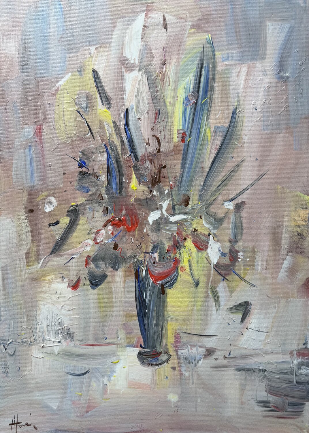 Today’s abstract flowers bouquet Altin Furxhi Original painting for sale