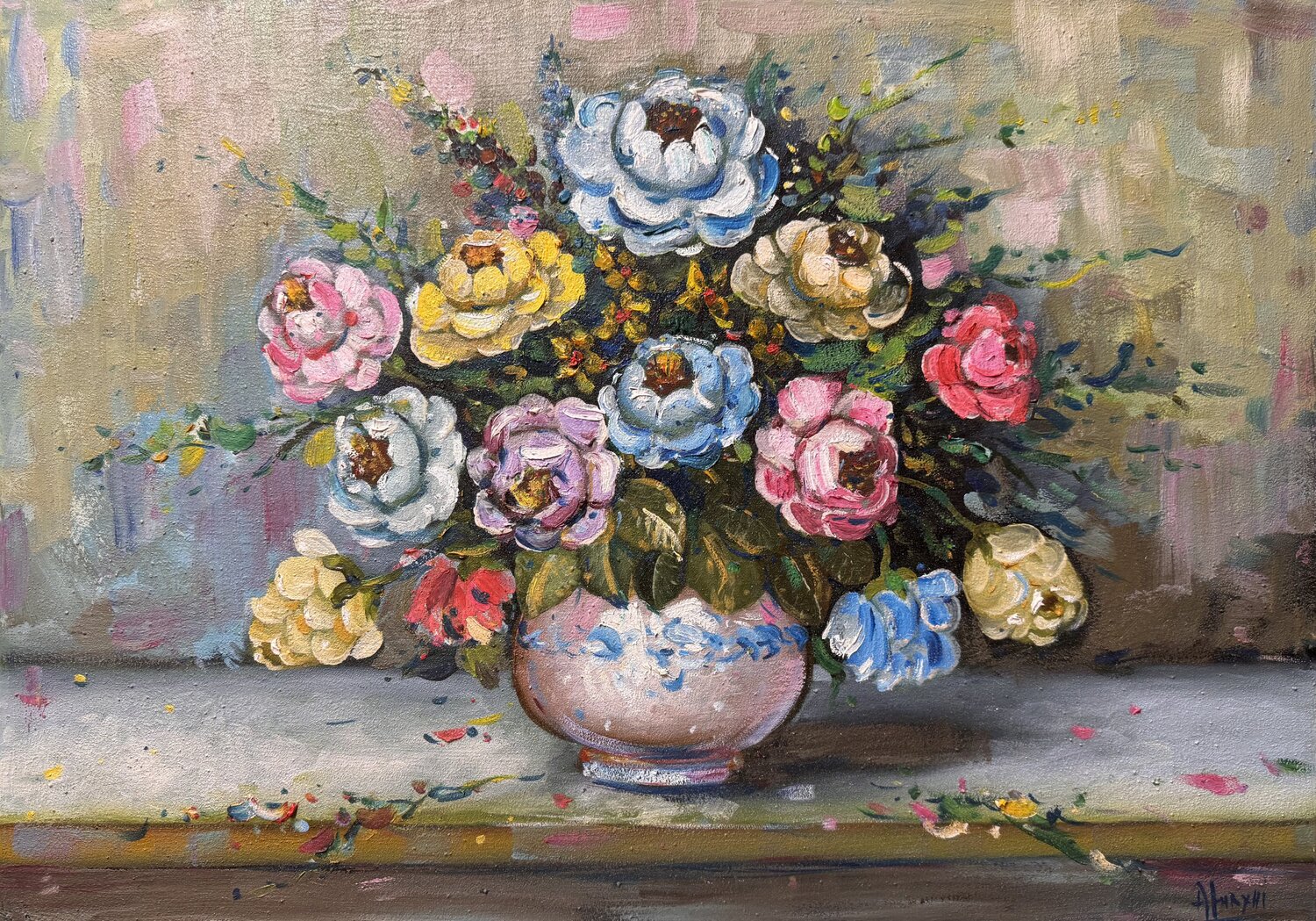 Spring flowers  , oil on canvas 50 x 70 Altin Furxhi Original painting for sale