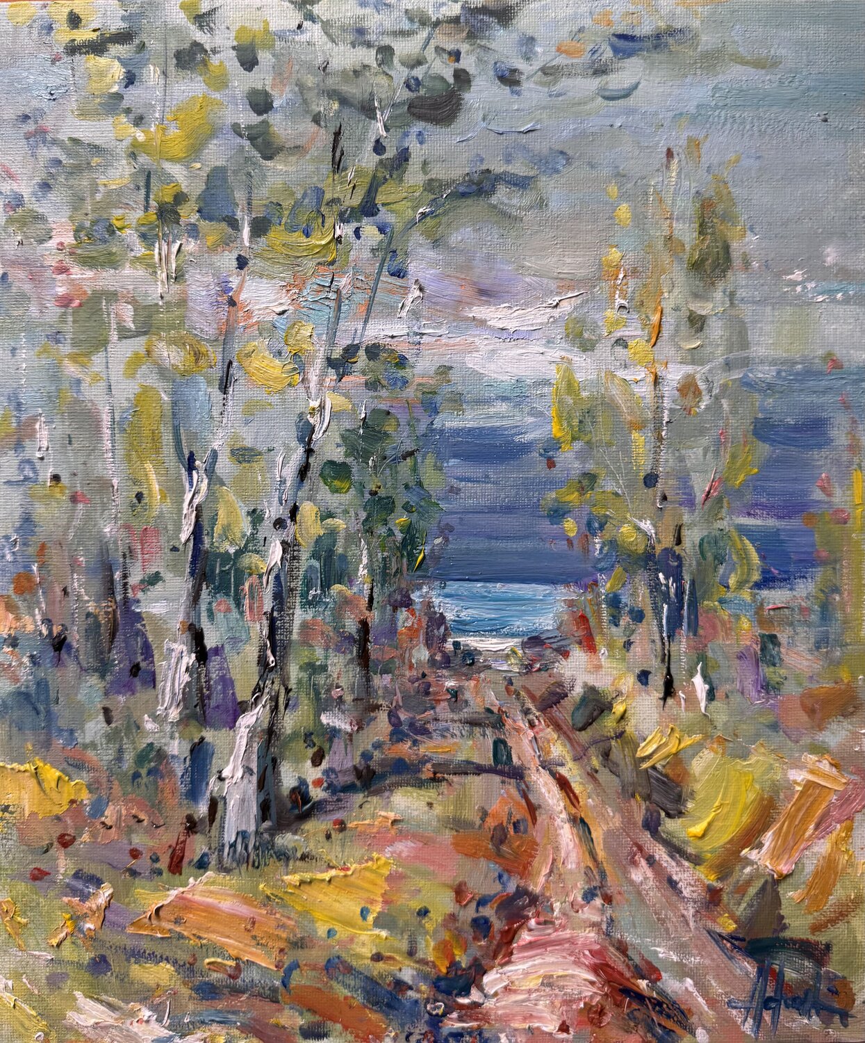 Secret path to lake , oil painting Altin Furxhi Original painting for sale