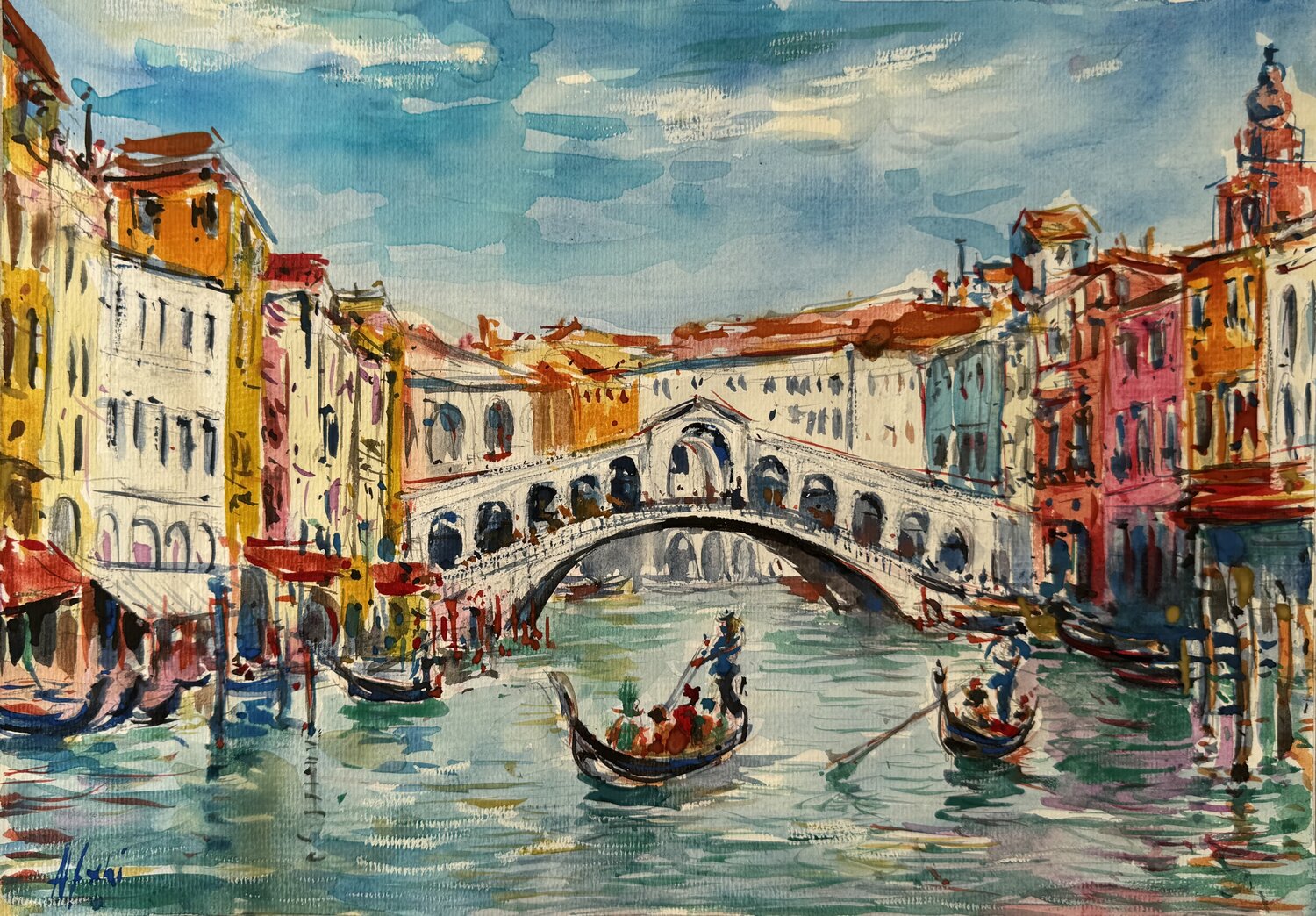 Ponte Rialto, Venezia Altin Furxhi Original painting for sale