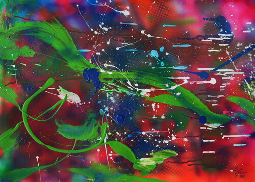 Green Bird by Sabine Kraftmeier, Painting for Sale on Select