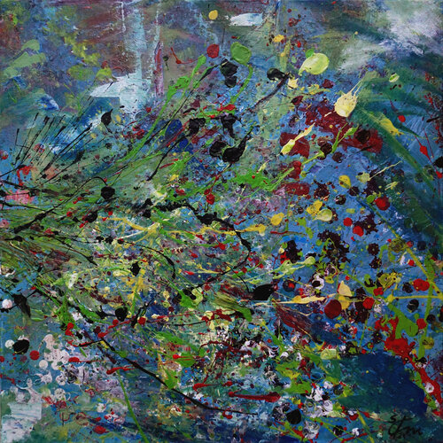 Fliegender Blumenstrauß by Sabine Kraftmeier, Painting for Sale on Select