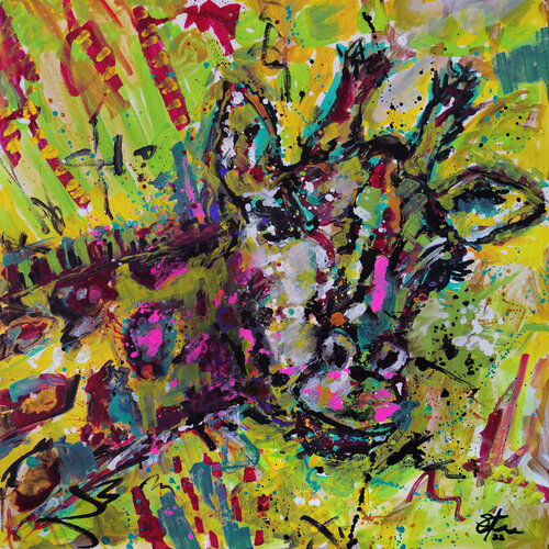 Giraffe on Point by Sabine Kraftmeier, Painting for Sale on Select
