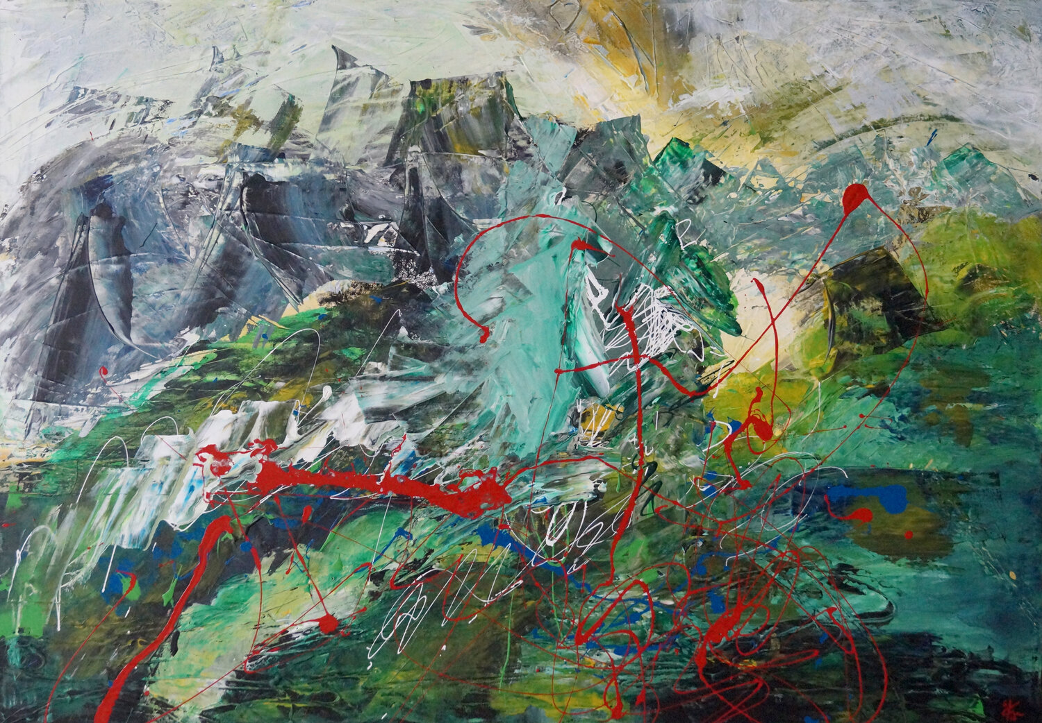 Zick zack und rauf Sabine Kraftmeier Original painting for sale